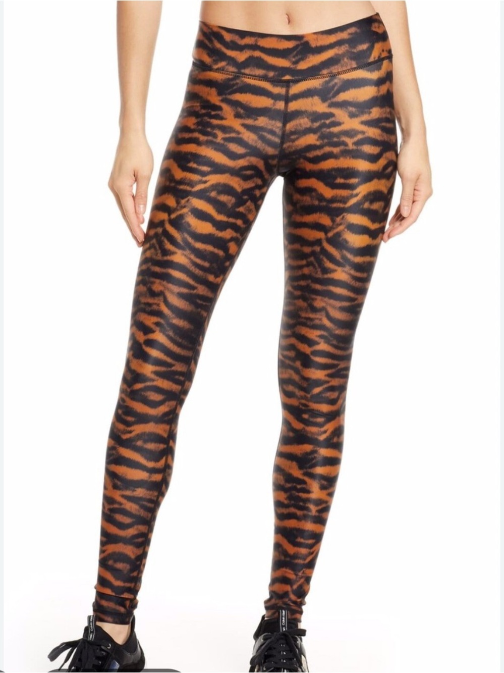 The Upside Orange & Black Tiger-Stripe Leggings